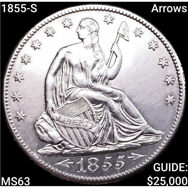 1855-S Arrows Seated Liberty Half Dollar CHOICE BU