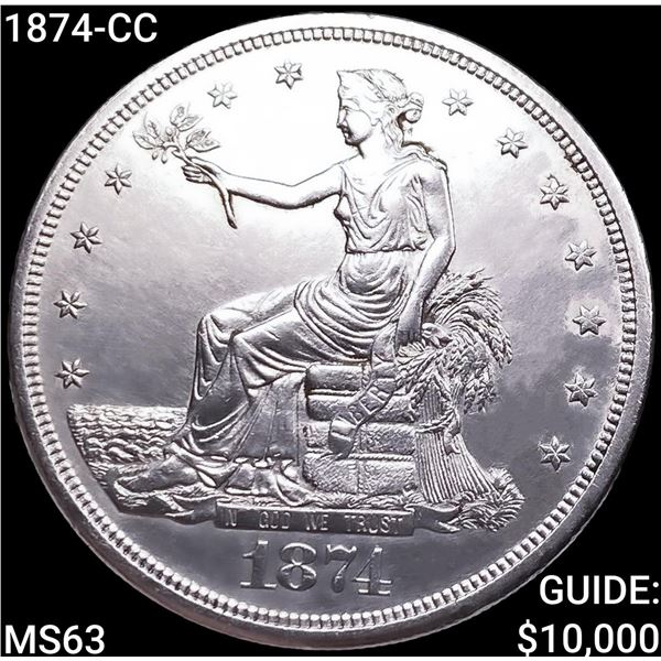 1874-CC Silver Trade Dollar CHOICE BU