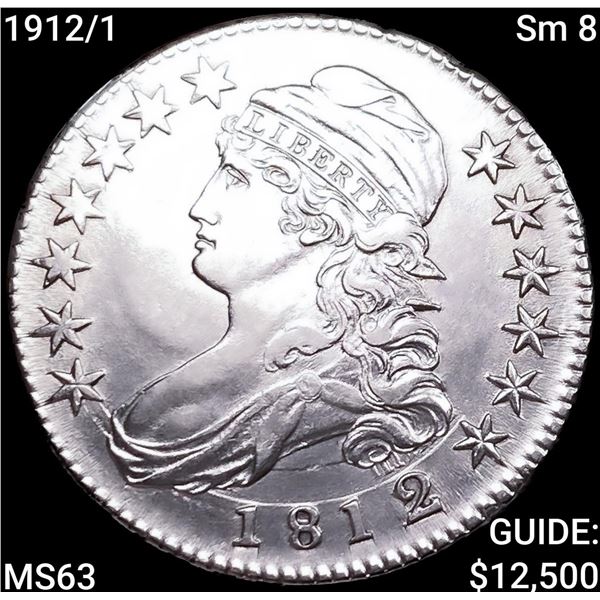 1912/1 Sm 8 Capped Bust Half Dollar CHOICE BU