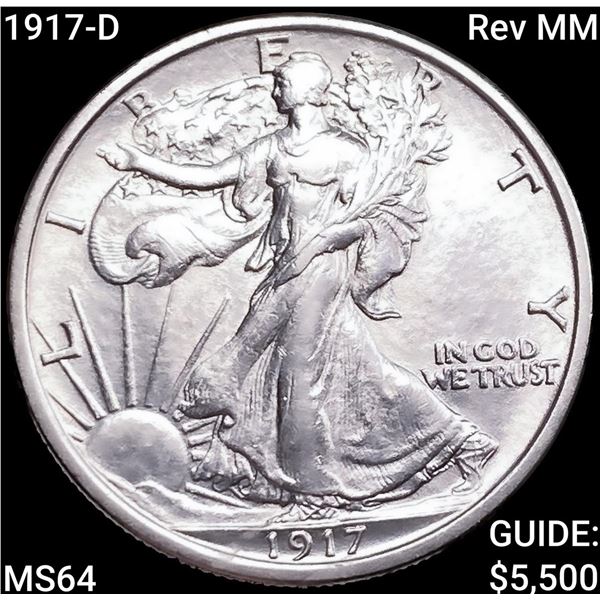 1917-D Rev MM Walking Liberty Half Dollar CH BU