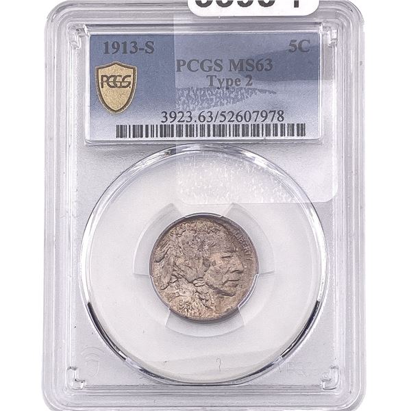 1913-S Buffalo Nickel PCGS MS63 Type 2
