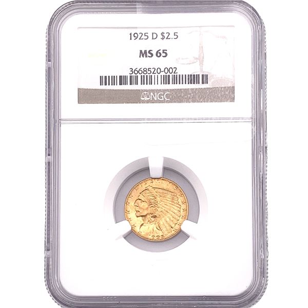 1925-D $2.50 Gold Quarter Eagle NGC MS65