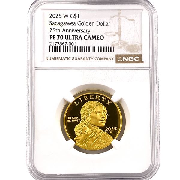 2025-W 1/2oz Gold Sacagawea Dollar NGC PF70
