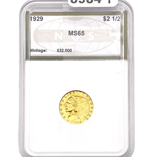 1929 $2.50 Gold Quarter Eagle NGS MS65