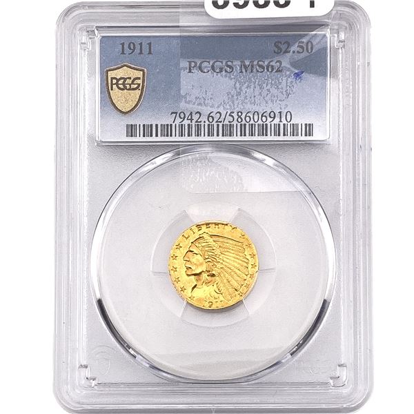 1911 $2.50 Gold Quarter Eagle PCGS MS62