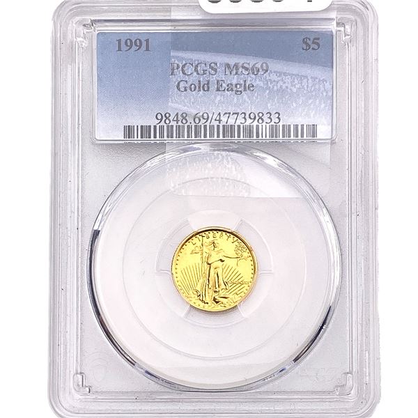 1991 1/10oz $5 Gold Eagle PCGS MS69