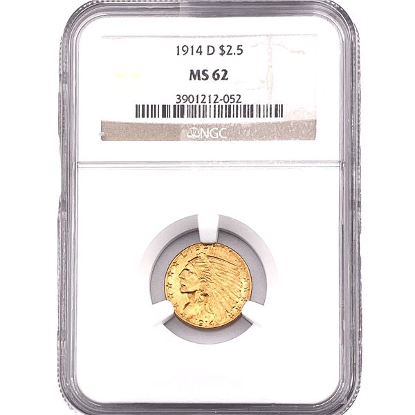 1914-D $2.50 Gold Quarter Eagle NGC MS62