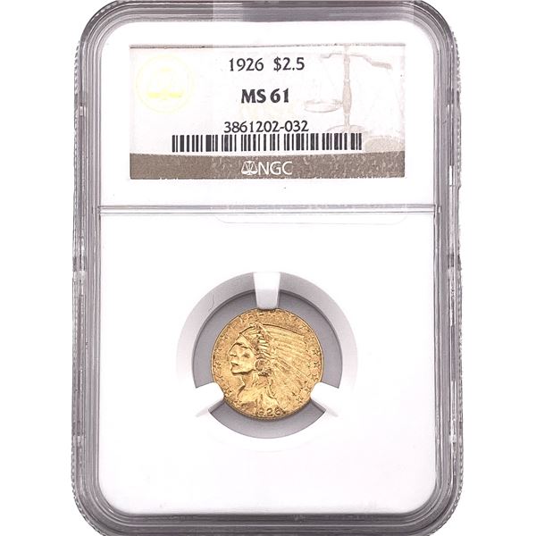 1926 $2.50 Gold Quarter Eagle NGC MS61