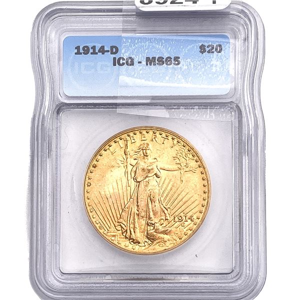 1914-D $20 Gold Double Eagle ICG MS65