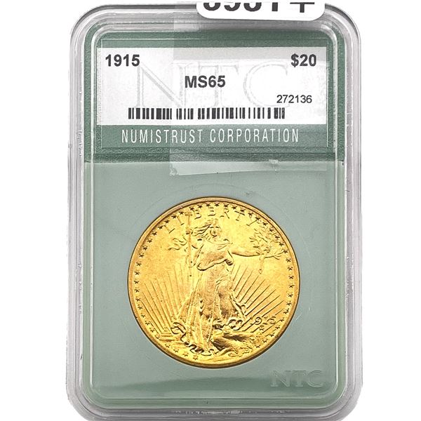 1915 $20 Gold Double Eagle NTC MS65