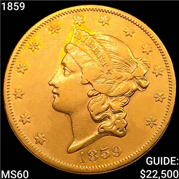 1859 $20 Gold Double Eagle UNCIRCULATED