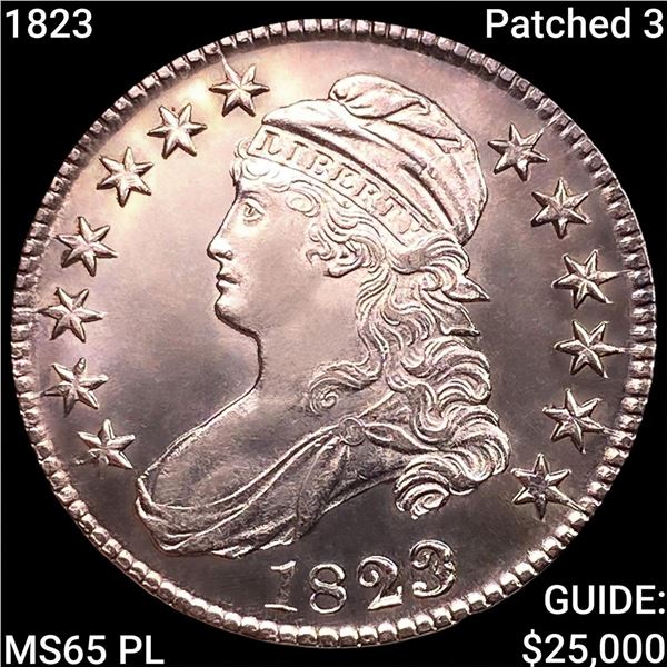 1823 Patched 3 Capped Bust Half Dollar GEM BU PL