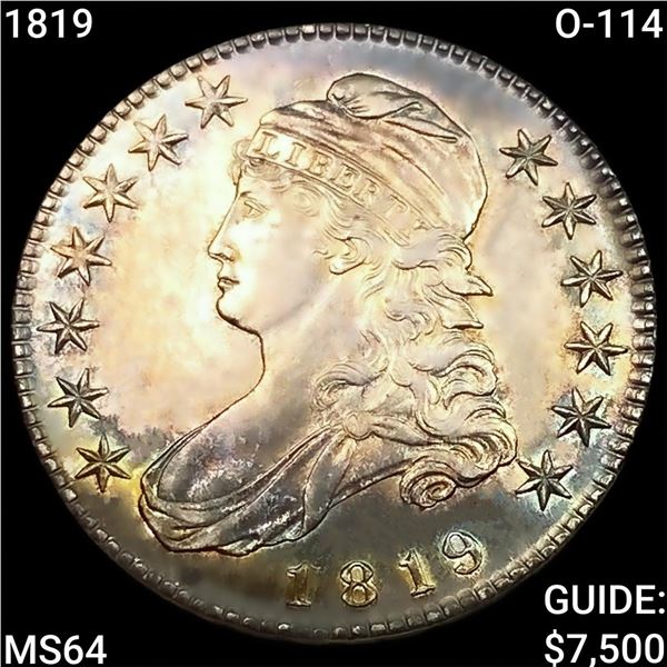 1819 O-114 Capped Bust Half Dollar CHOICE BU