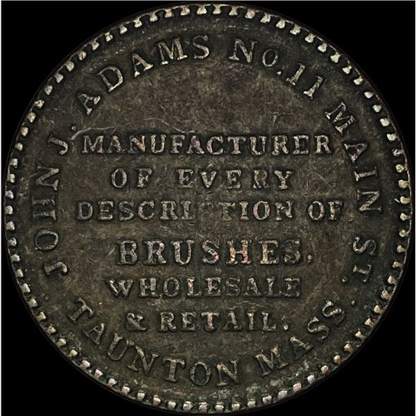 John J. Adams Brush Token Taunton MA 1863. NEARLY UNCIRCULATED