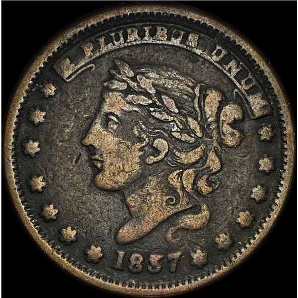 1857 Hard Times Token Not One Cent. LIGHTLY CIRCULATED
