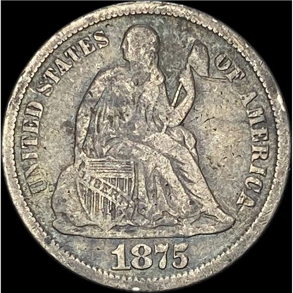 1875-CC Silver Seated Liberty Dime LIGHTLY CIRCULATED
