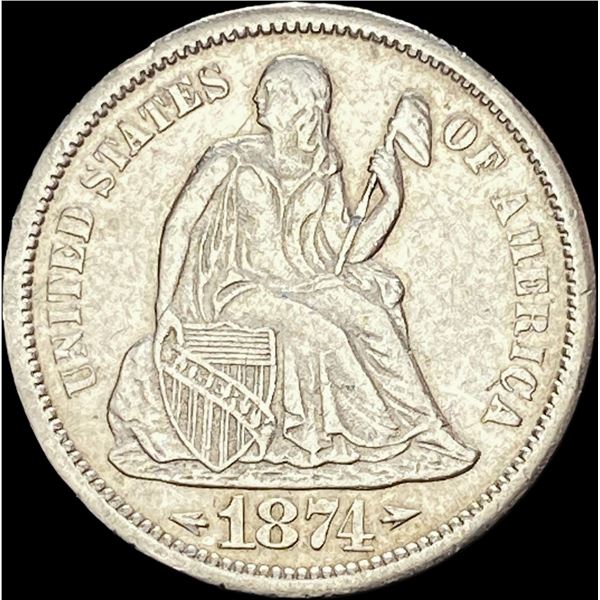 1874-S Silver Seated Liberty Dime CLOSELY UNCIRCULATED