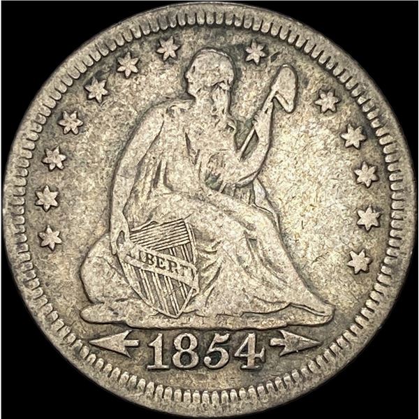 1854 Arrows Seated Liberty Quarter LIGHTLY CIRCULATED
