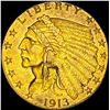 Image 1 : 1913 Indian Head Gold $2.50 Quarter Eagle UNCIRCULATED