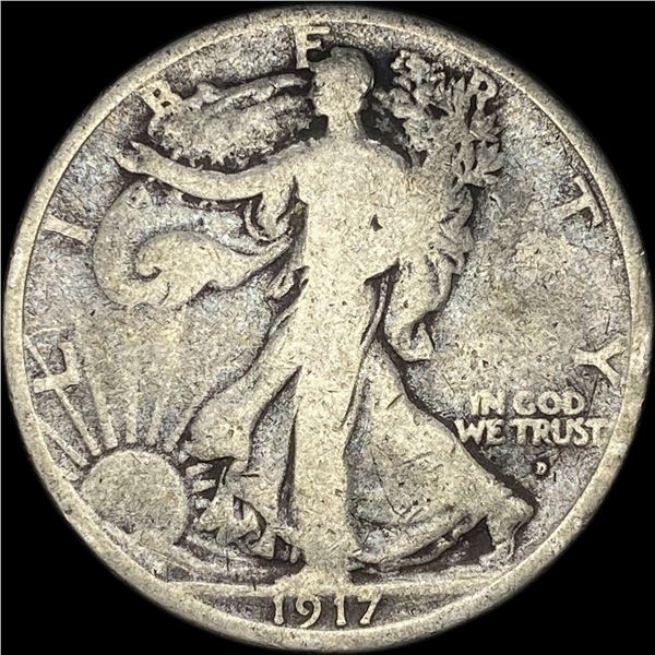 1917-D Silver Walking Liberty Half Dollar NICELY CIRCULATED