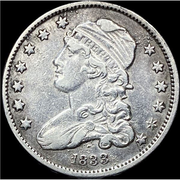1833 Capped Bust Silver Quarter NEARLY UNCIRCULATED