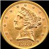 Image 1 : 1880 Liberty Head Half Eagle $5 Gold UNCIRCULATED