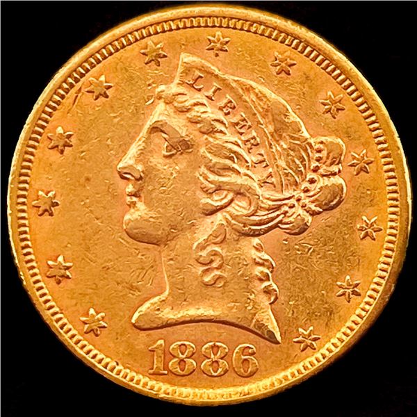 1886 Liberty Head Half Eagle $5 Gold UNCIRCULATED