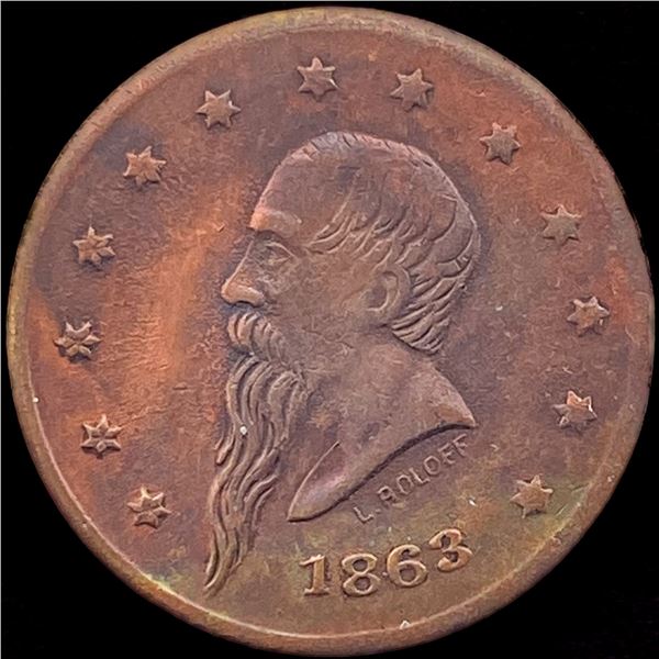 1863 Civil War Token - Gustavus Lindenmueller LIGHTLY CIRCULATED