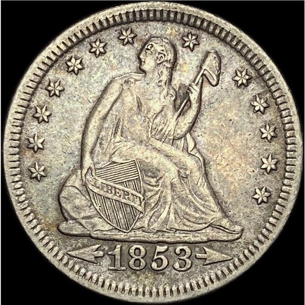 1853 Arrows Seated Liberty Silver Quarter NEARLY UNCIRCULATED