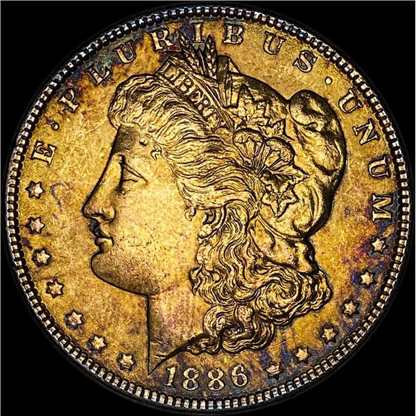 1886 TONED Morgan Silver Dollar SUPERB GEM BU