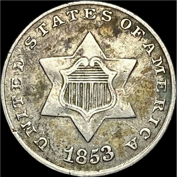 1853 Silver Three-Cent Piece CLOSELY UNCIRCULATED