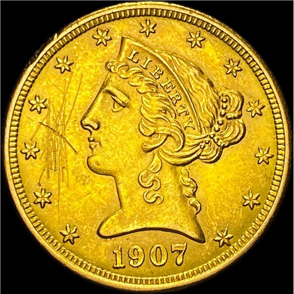 1907-D Liberty Head Half Eagle $5 Gold HIGH GRADE