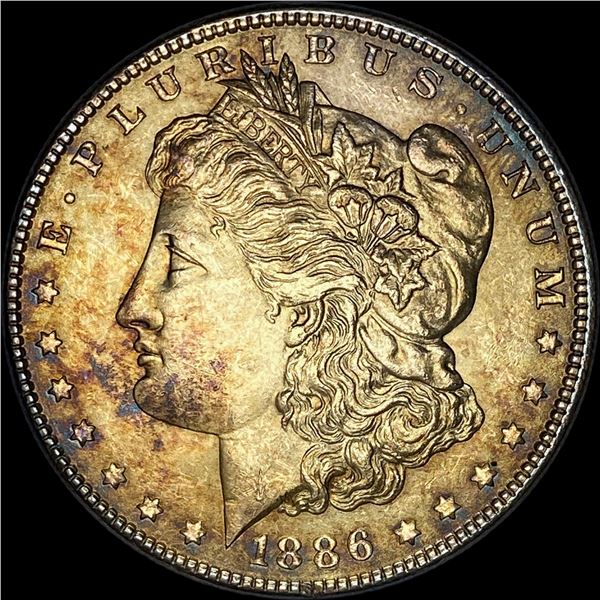 1886 TONED Silver Morgan Dollar SUPERB GEM BU