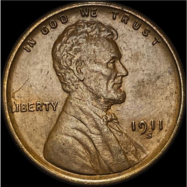 1911-S Bronze Lincoln Wheat Cent CHOICE AU