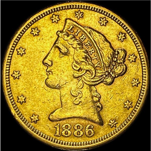 1886-S Gold $5 Half Eagle UNCIRCULATED
