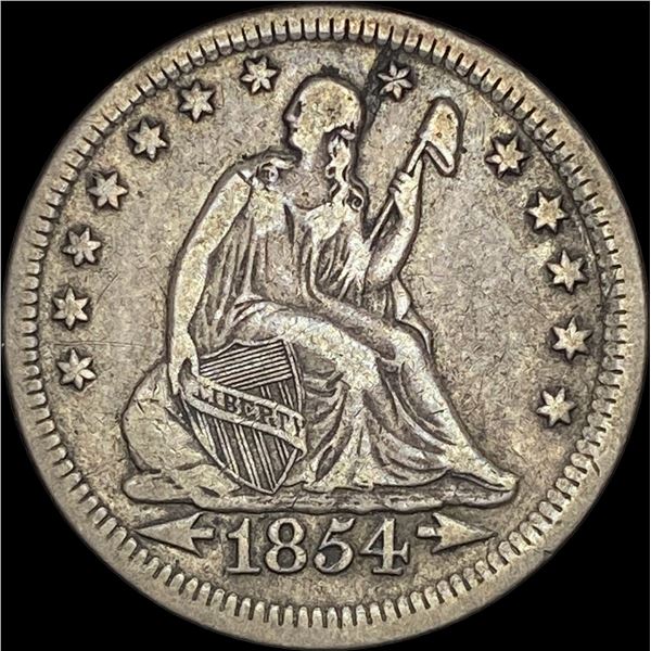 1854 Arrows Seated Liberty Quarter NEARLY UNCIRCULATED