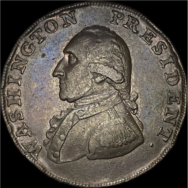 1793 Washington Ship Halfpenny Token NEARLY UNCIRCULATED