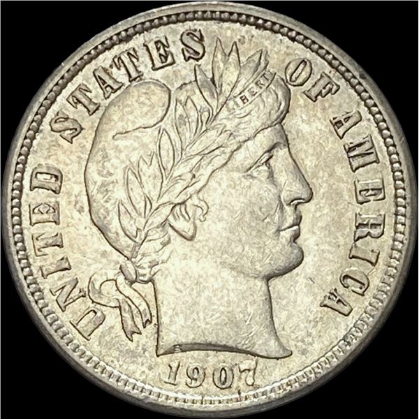 1907 Barber Dime CHOICE AU