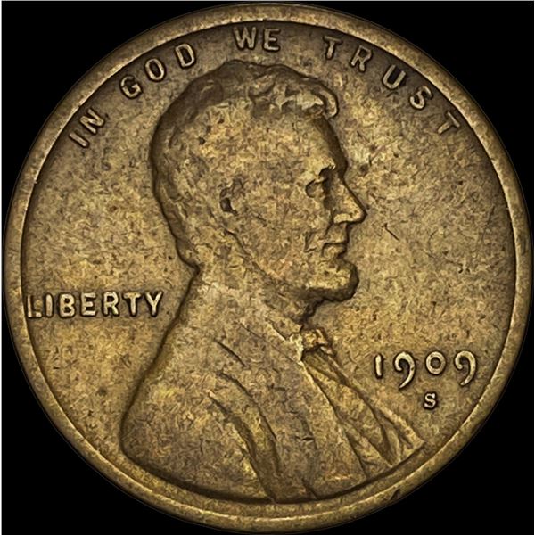 1909-S Lincoln Wheat Cent LIGHTLY CIRCULATED