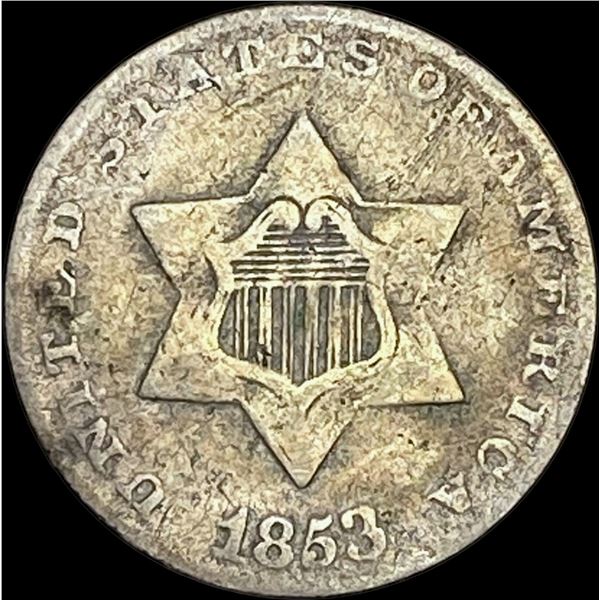 1853 Silver Three-Cent Piece NICELY CIRCULATED