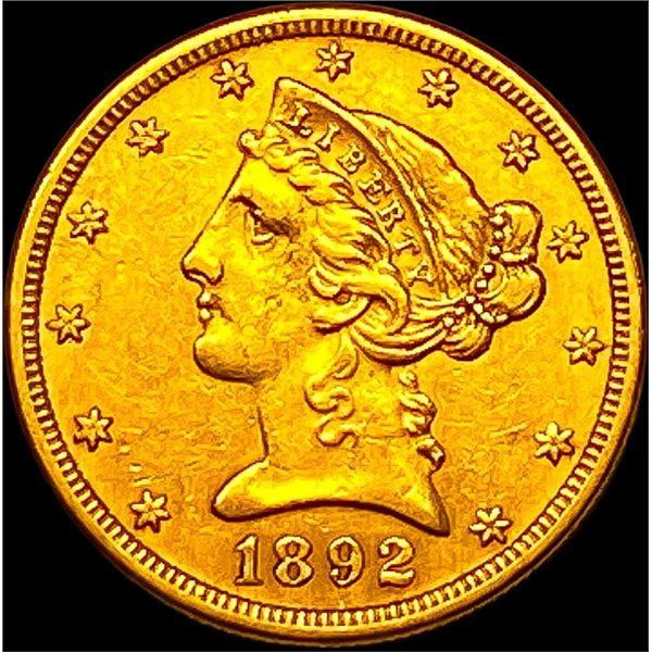 1892-D Gold $5 Half Eagle CLOSELY UNCIRCULATED