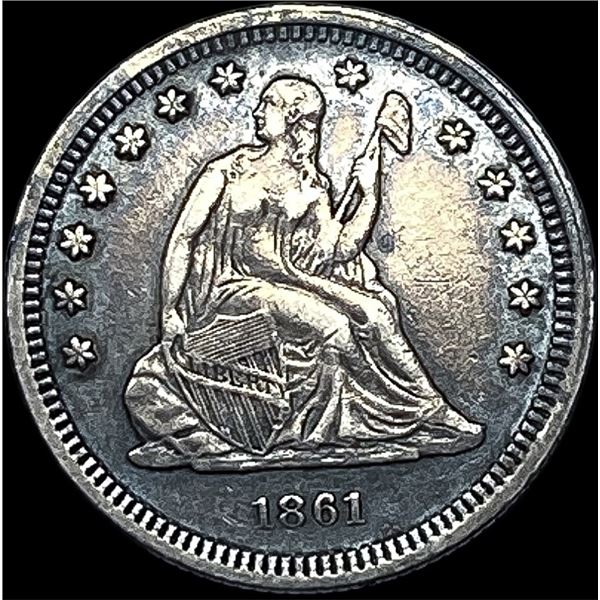 1861 Seated Liberty Quarter NEARLY UNCIRCULATED