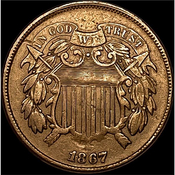 1867 Two-Cent Piece NEARLY UNCIRCULATED