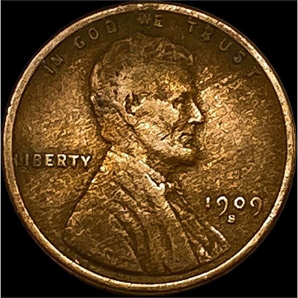 1909-S Lincoln Wheat Cent LIGHTLY CIRCULATED