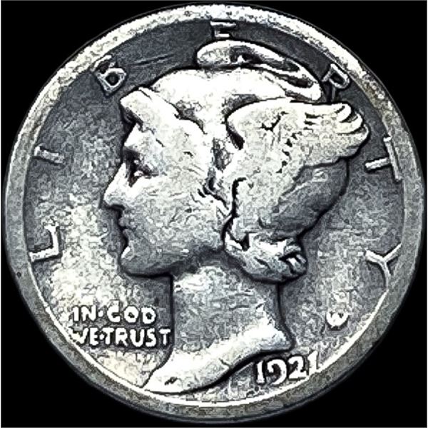 1921-S Silver Mercury Dime NICELY CIRCULATED