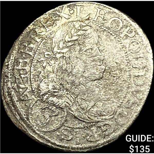1655-1705 Hungary Leopold Silver 3 Kreuzer CLOSELY UNCIRCULATED