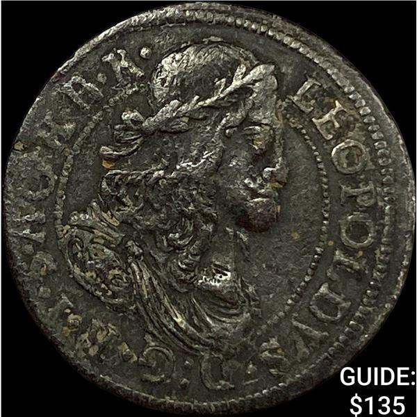 1655-1705 Hungary Leopold Silver 3 Kreuzer CLOSELY UNCIRCULATED