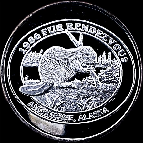 1986 Alaska Fur Rendezvous 1 oz Silver Round SUPERB GEM BU