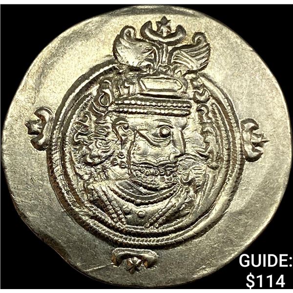 Sasanian 590-628 AD Silver Drachm UNCIRCULATED