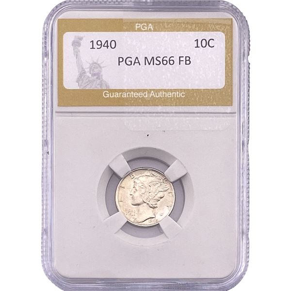 1940 Mercury Silver Dime PGA MS66 FB